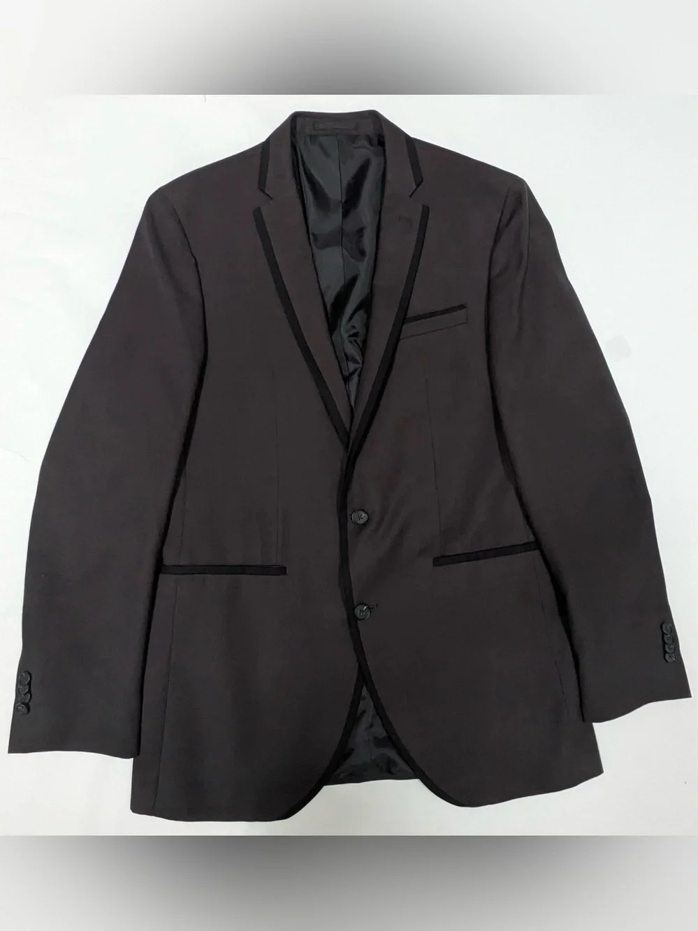 Kenneth Cole Black/Red Crosshatch Tuxedo-Style Blazer with Black Trim